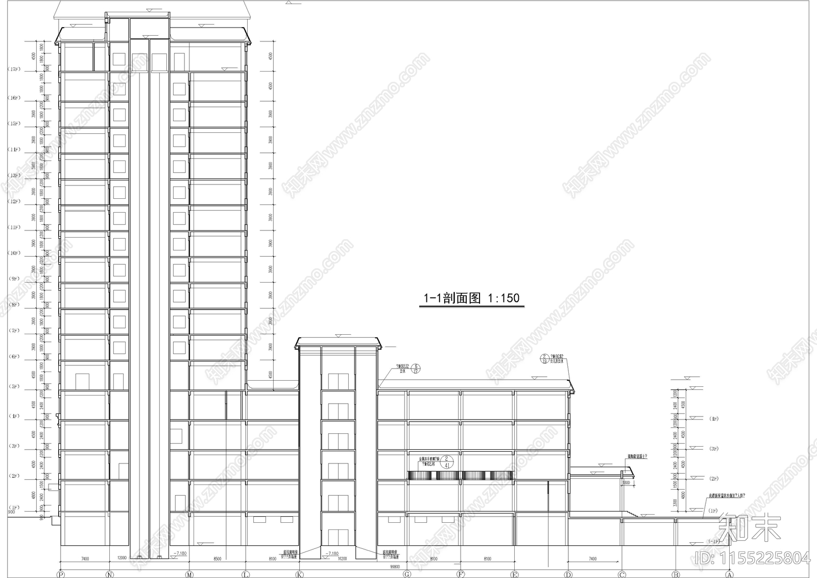 中医院建筑cad施工图下载【ID:1155225804】