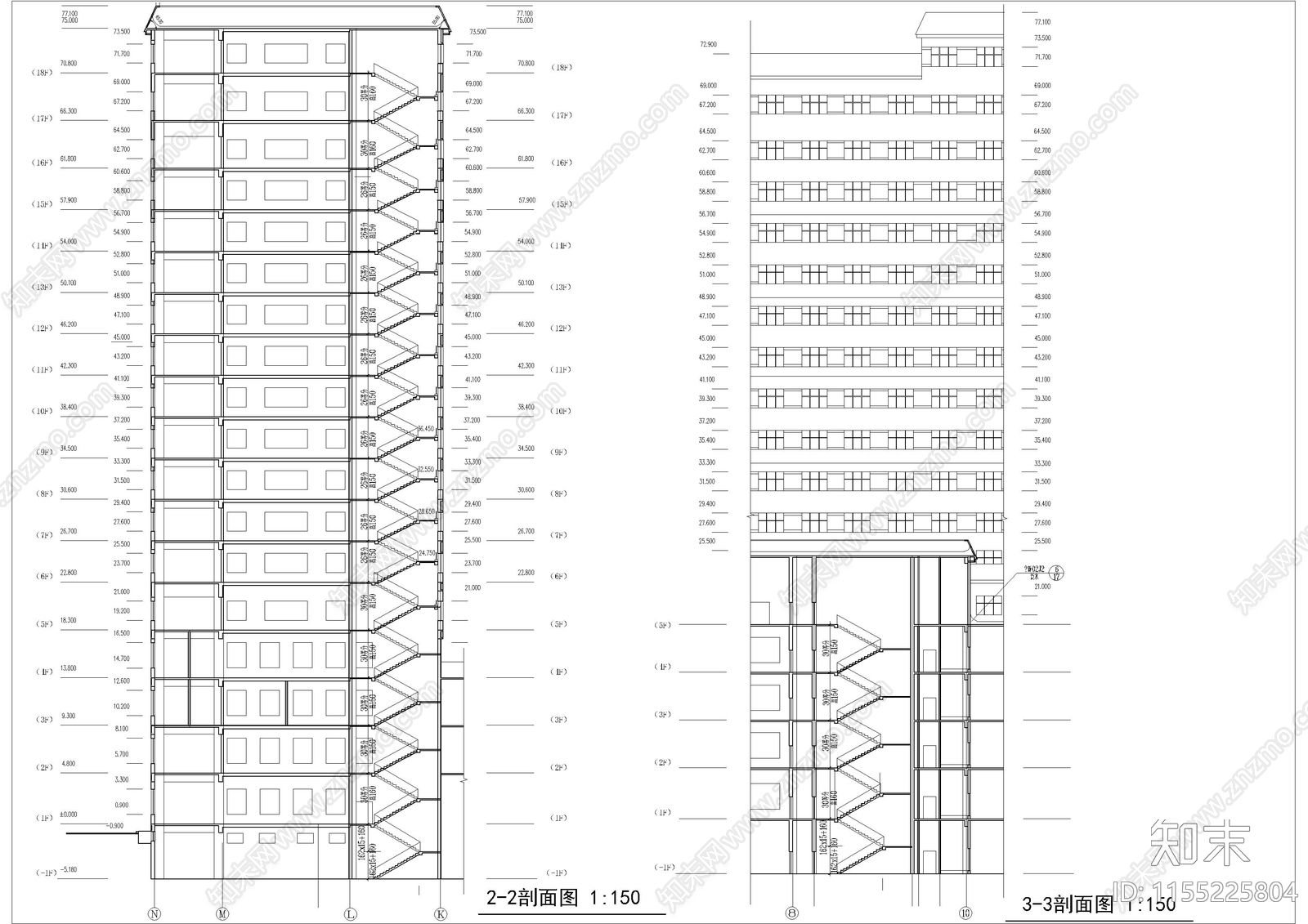 中医院建筑cad施工图下载【ID:1155225804】