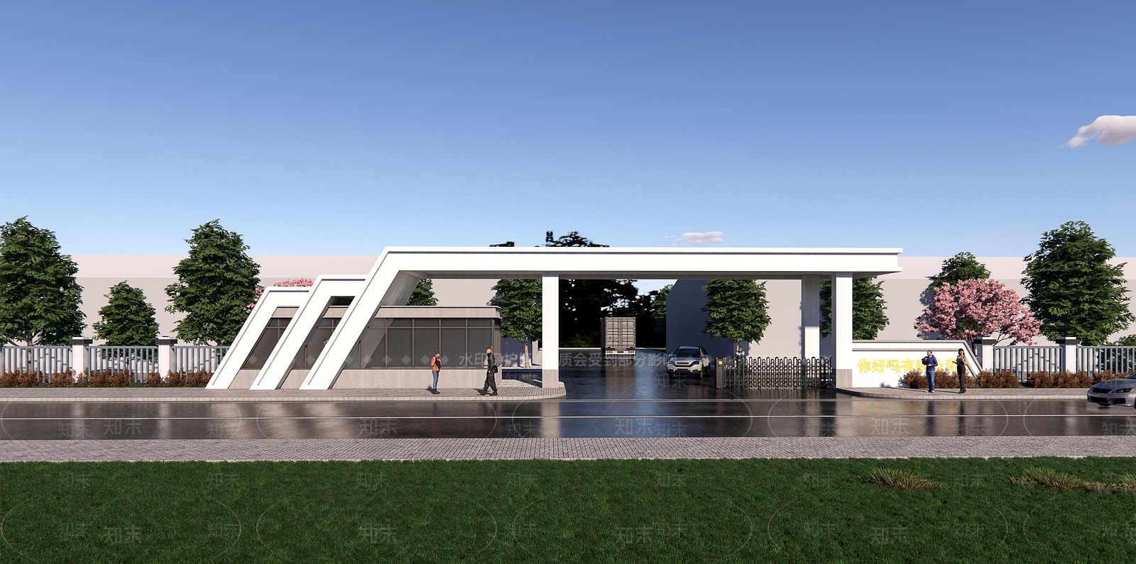 现代产业园区入口大门3D模型下载【ID:1155226800】
