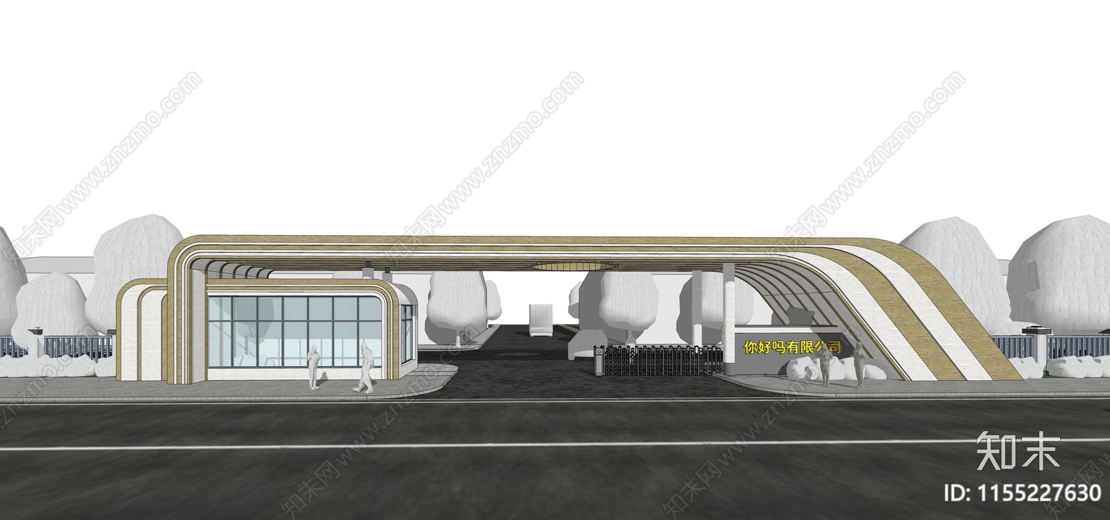 现代产业园区入口SU模型下载【ID:1155227630】