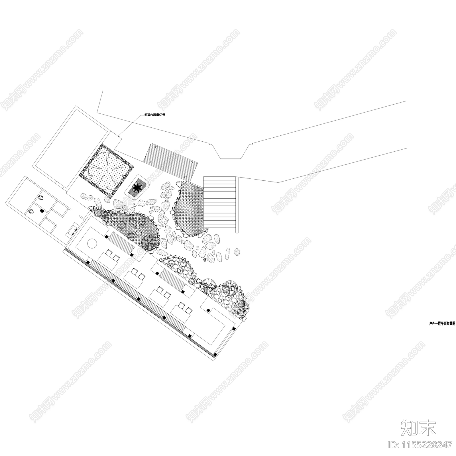 侘寂风树与小屋户外休闲会所室内室内cad施工图下载【ID:1155228247】