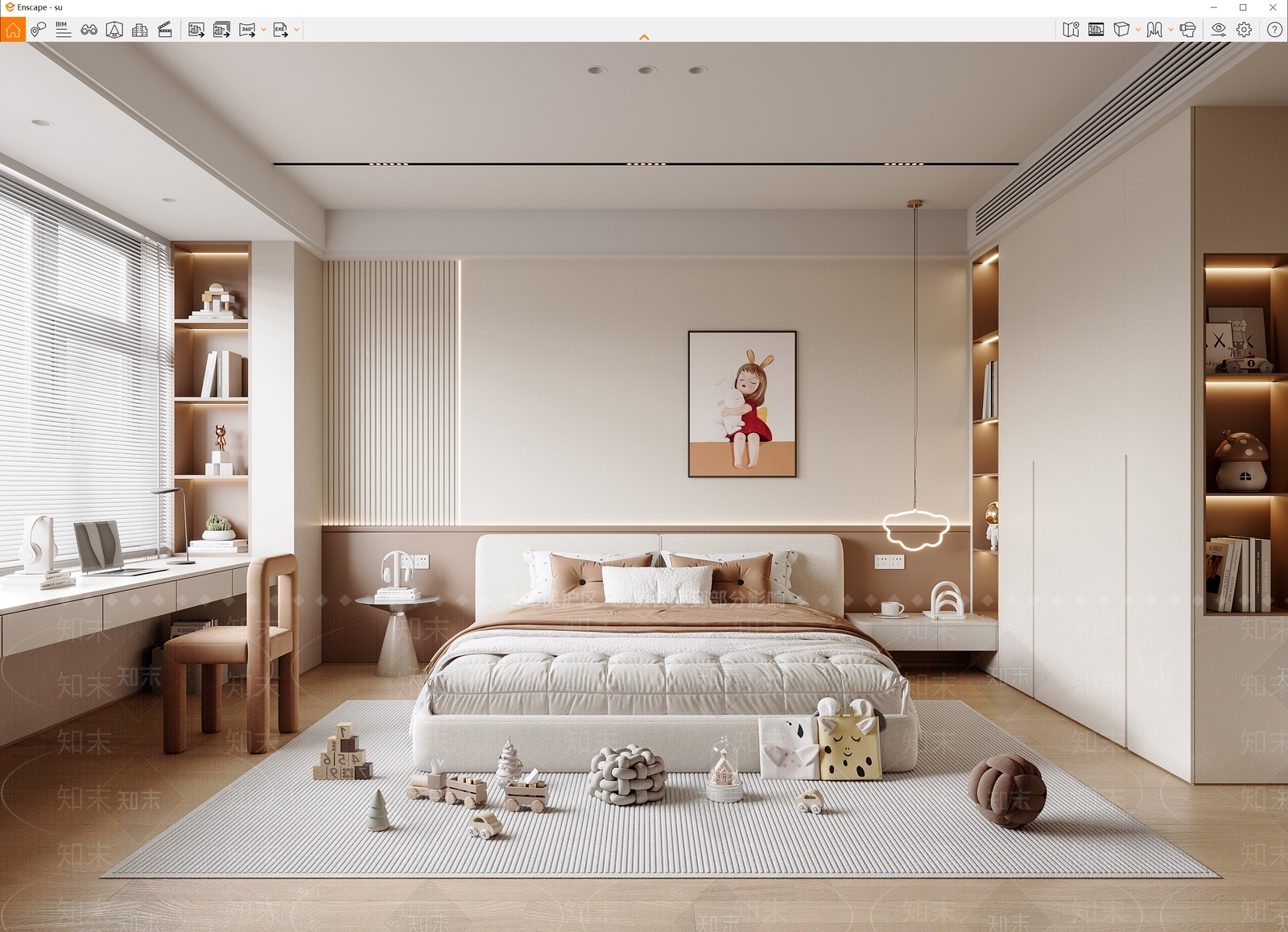 现代儿童房SU模型下载【ID:1155229782】
