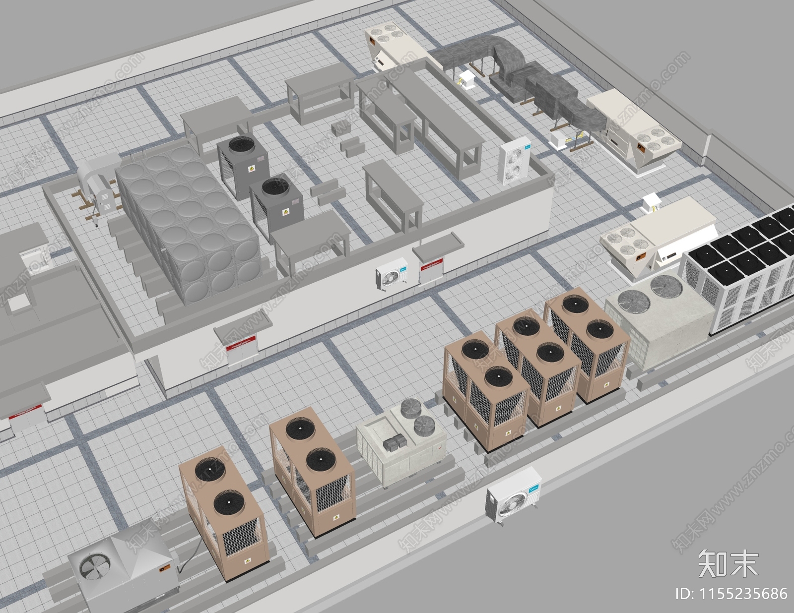 楼顶空调外机设备SU模型下载【ID:1155235686】