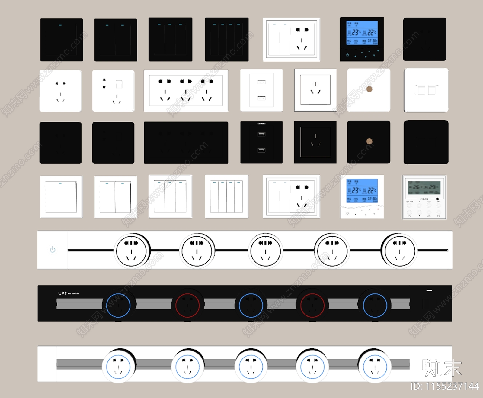 现代开关插座SU模型下载【ID:1155237144】