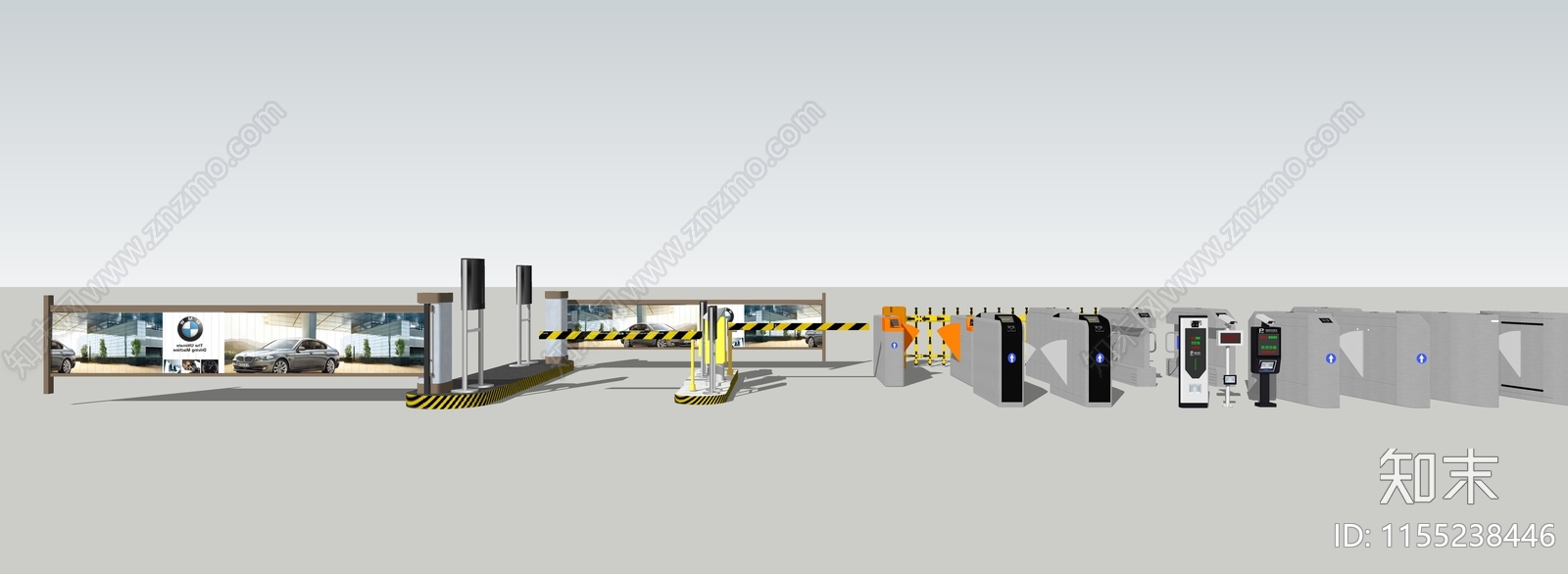 现代门禁道闸SU模型下载【ID:1155238446】