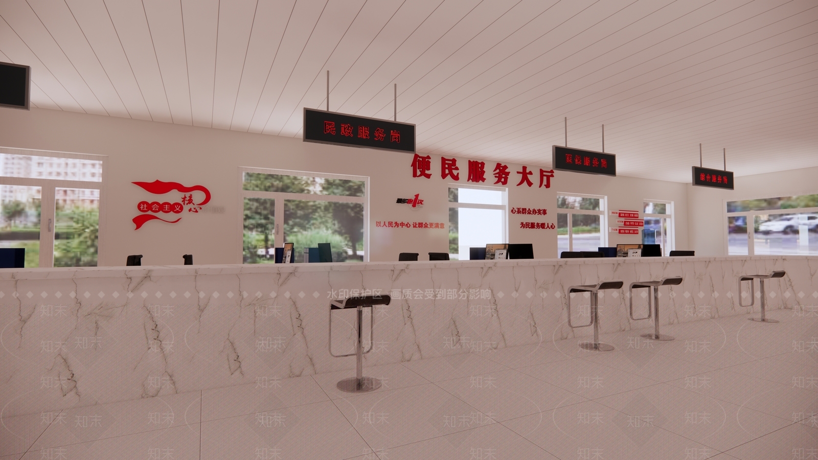 现代服务大厅SU模型下载【ID:1155245922】