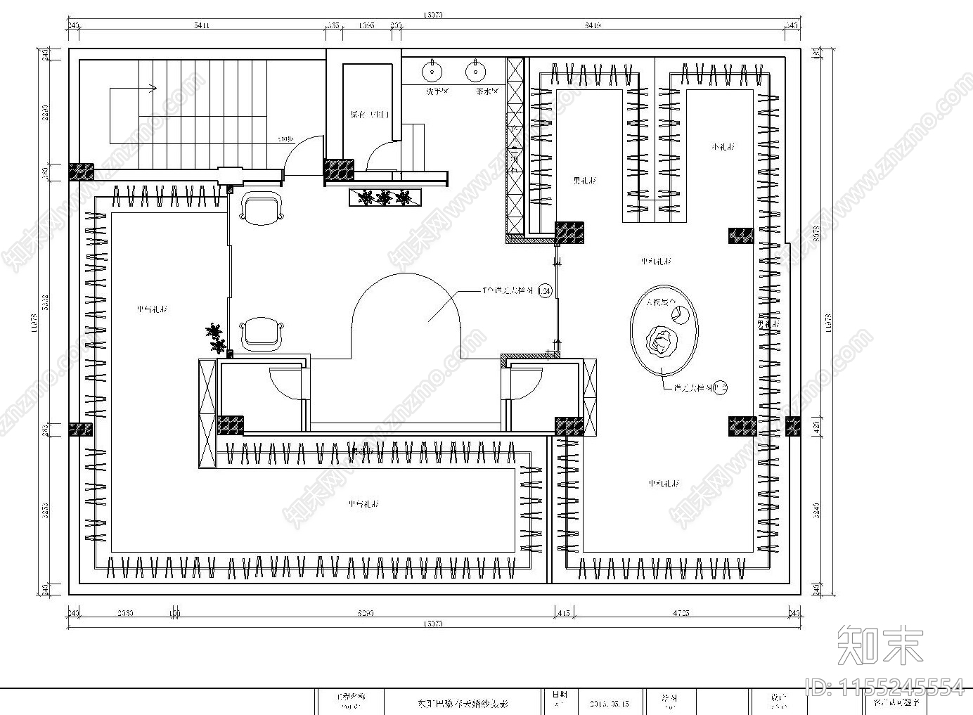 2层婚纱摄影店室内cad施工图下载【ID:1155245554】