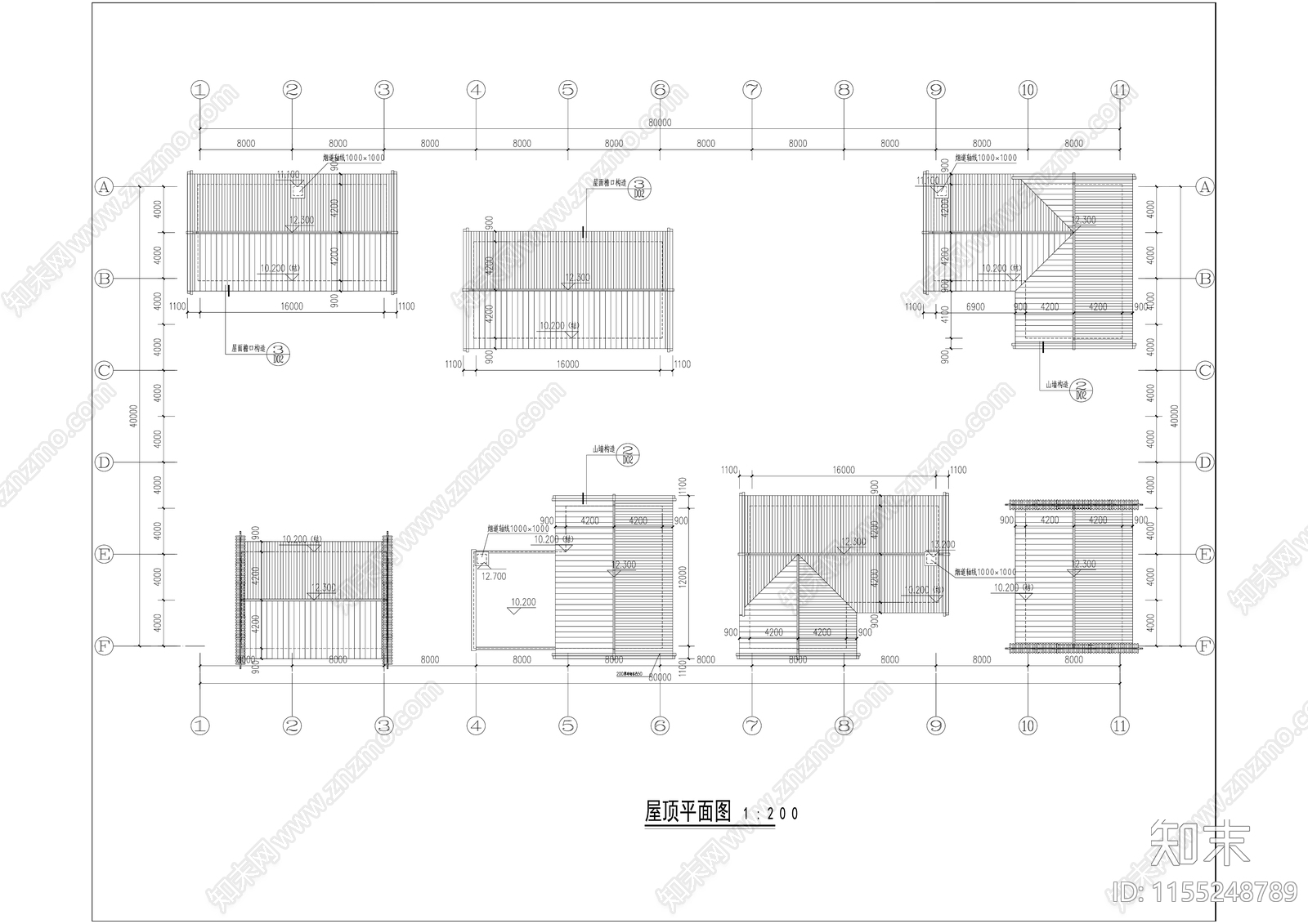 新中式风格商业街建筑cad施工图下载【ID:1155248789】