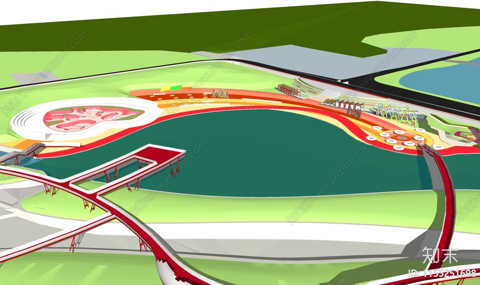 现代滨水公园景观SU模型下载【ID:1155251698】