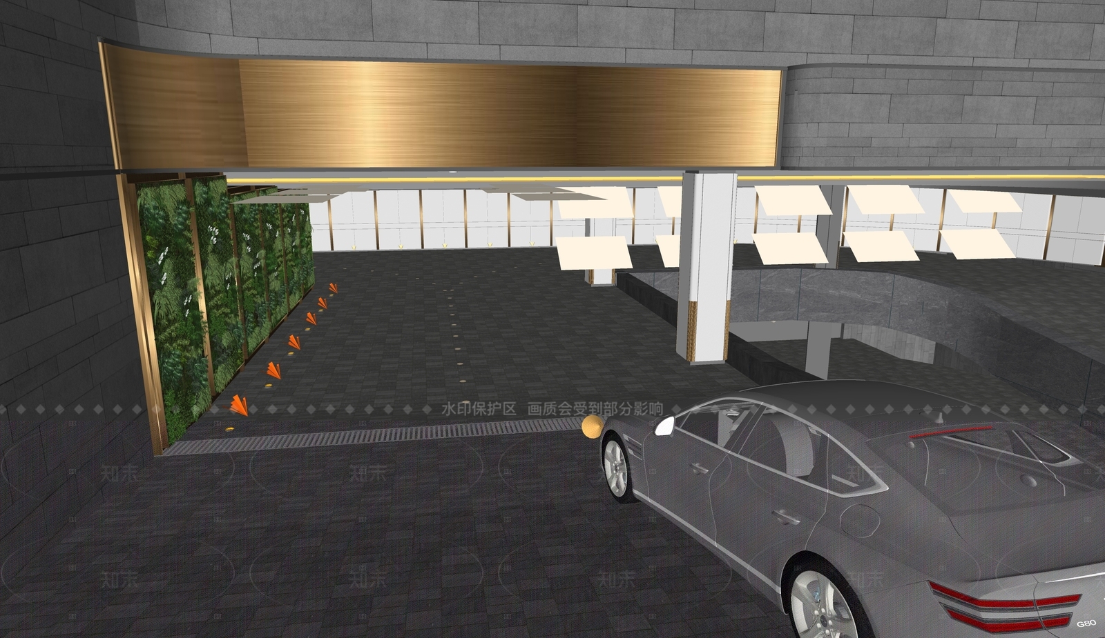 现代地下停车场SU模型下载【ID:1155252448】