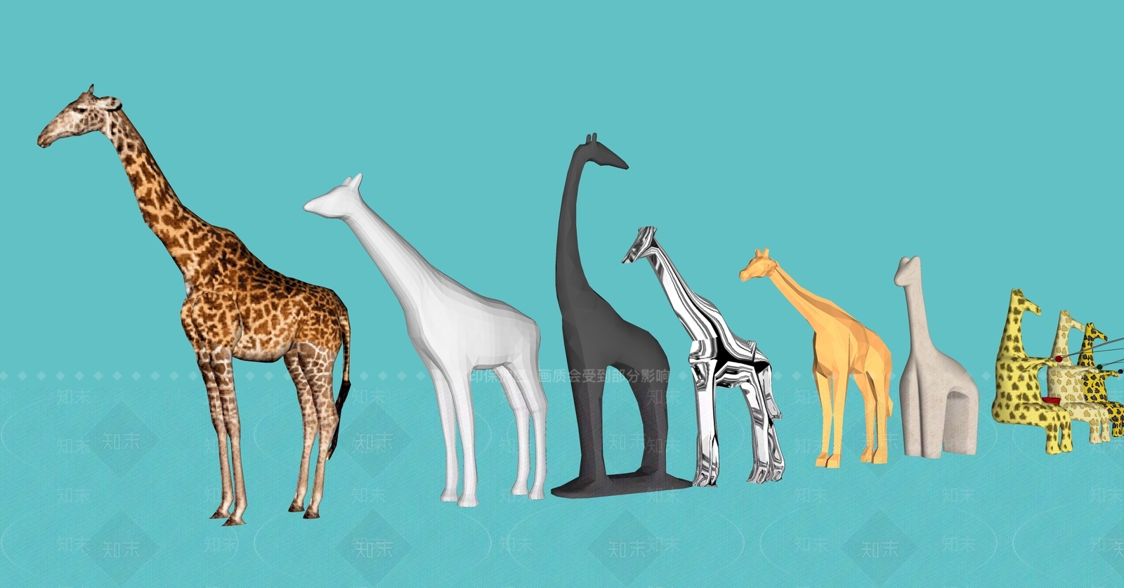 现代长颈鹿雕塑SU模型下载【ID:1155252817】