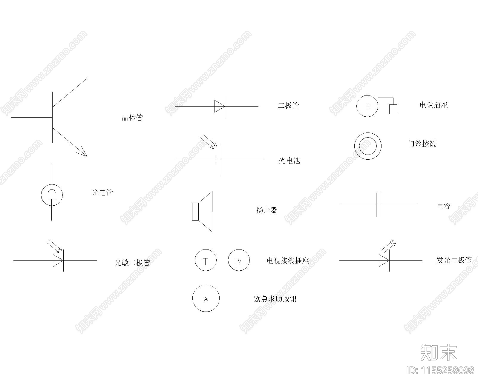开关图库cad施工图下载【ID:1155258098】