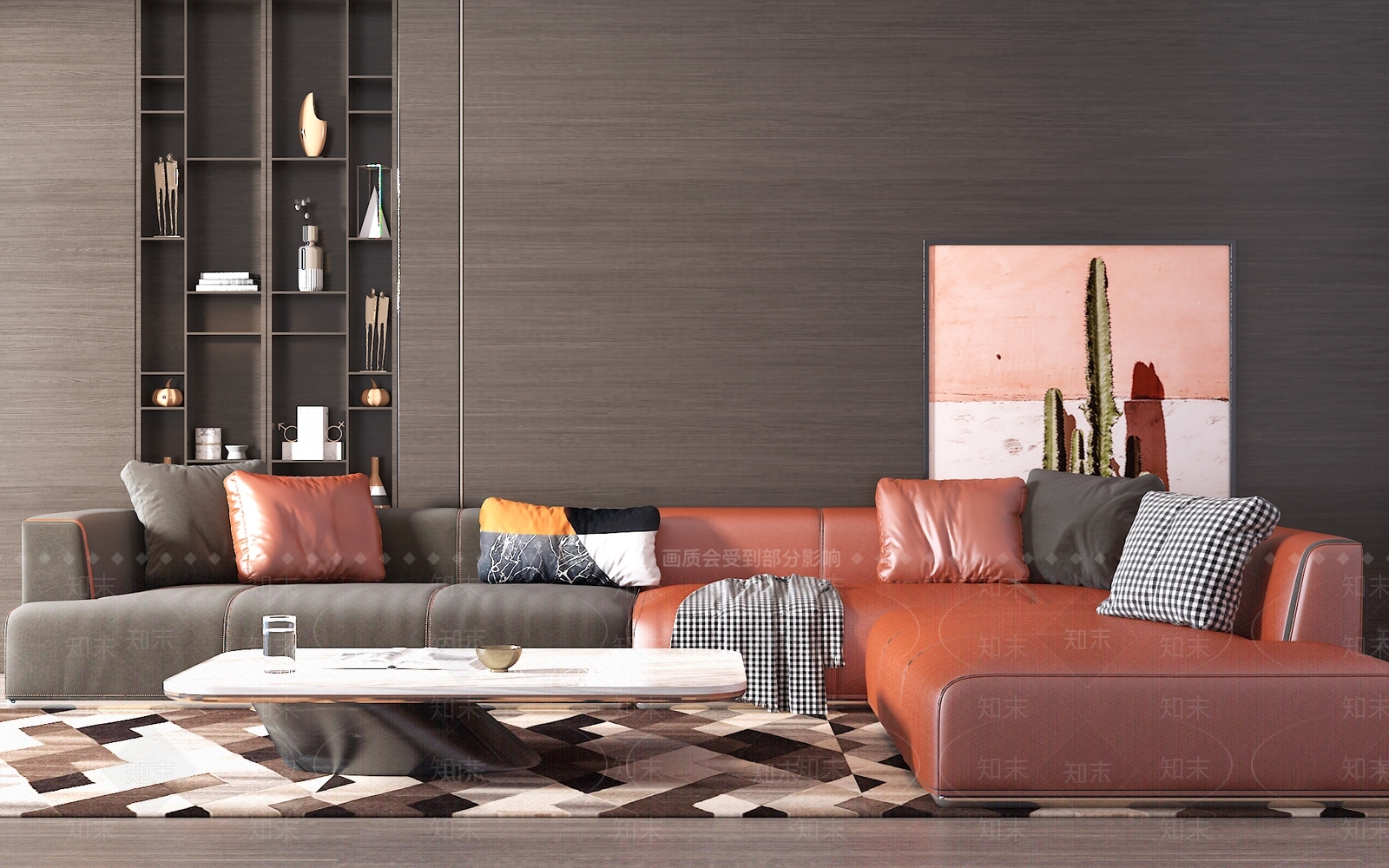 现代皮革沙发3D模型下载【ID:1155287268】