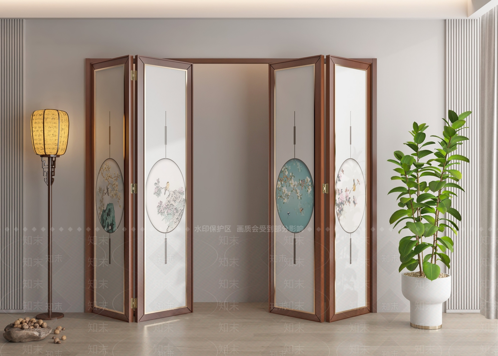 中式折叠门3D模型下载【ID:1155260256】