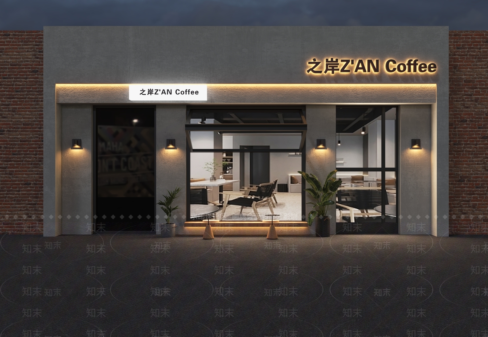 工业风咖啡店门头3D模型下载【ID:1155262639】