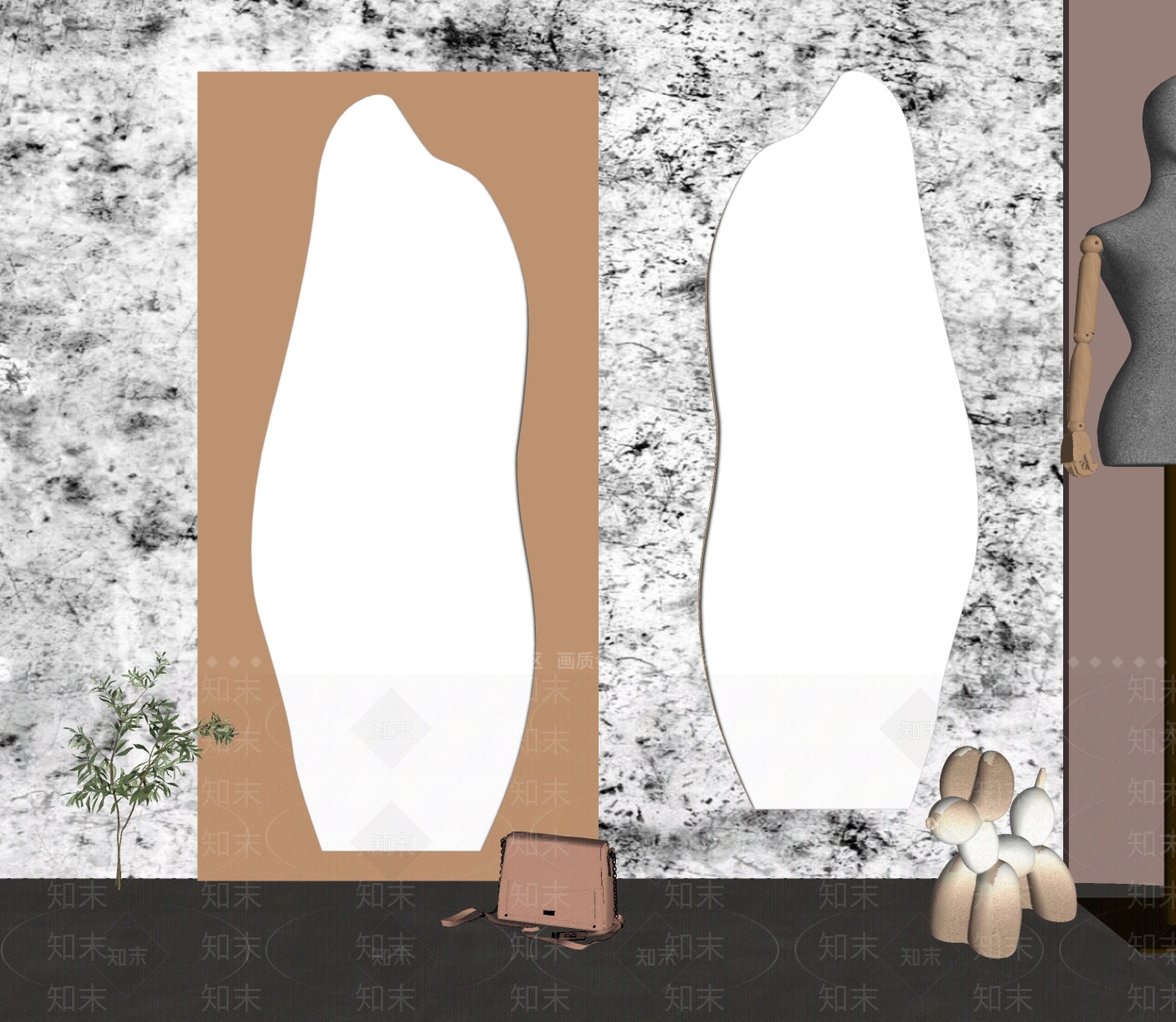 现代落地镜SU模型下载【ID:1155568622】