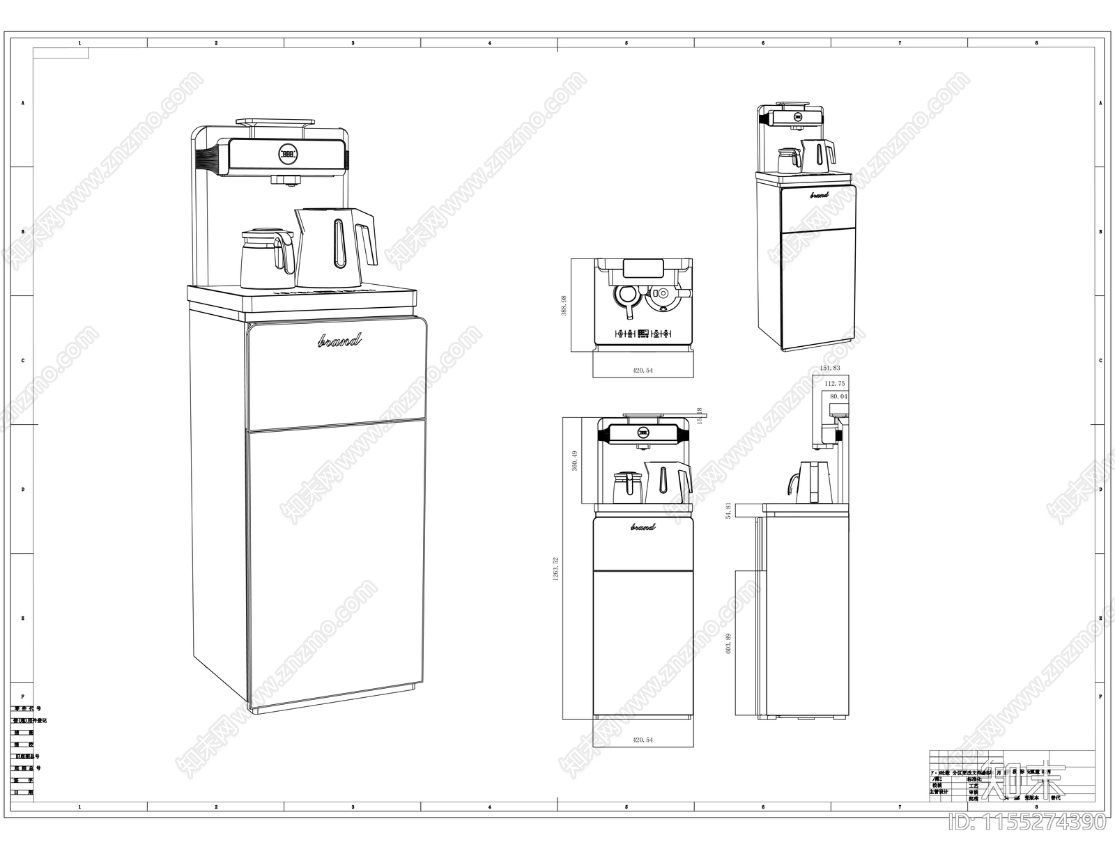 饮水机线稿图施工图下载【ID:1155274390】