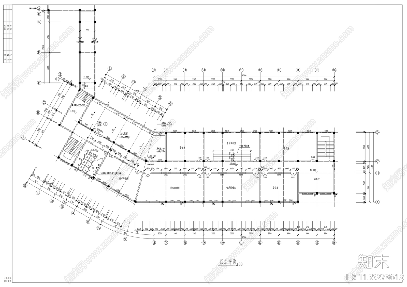 初中部四层图书综合楼建筑扩初图cad施工图下载【ID:1155273612】