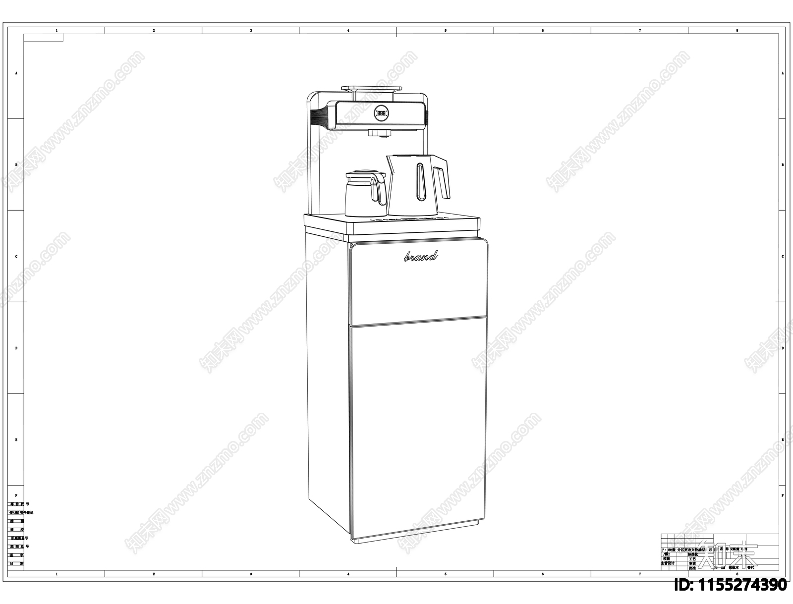 饮水机线稿图cad施工图下载【ID:1155274390】