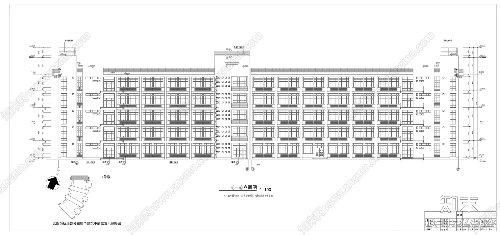 五层教学楼建cad施工图下载【ID:1155275029】