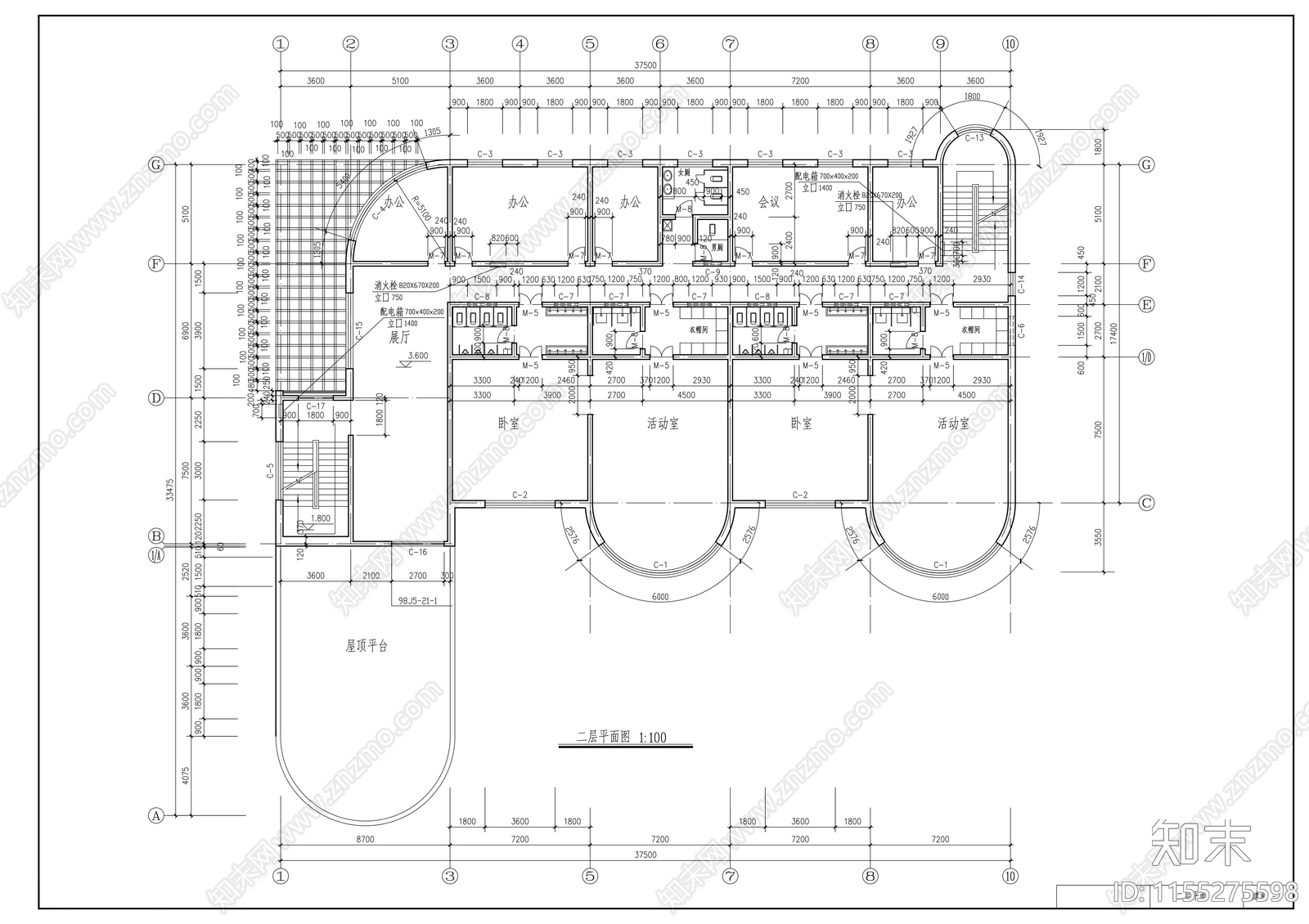 小学三层教学楼建筑扩初图cad施工图下载【ID:1155275598】