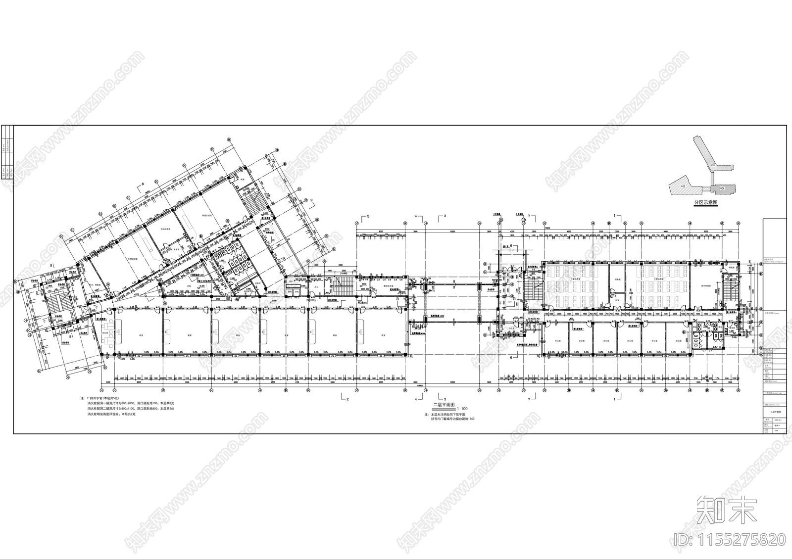 学校欧式教学楼建筑cad施工图下载【ID:1155275820】