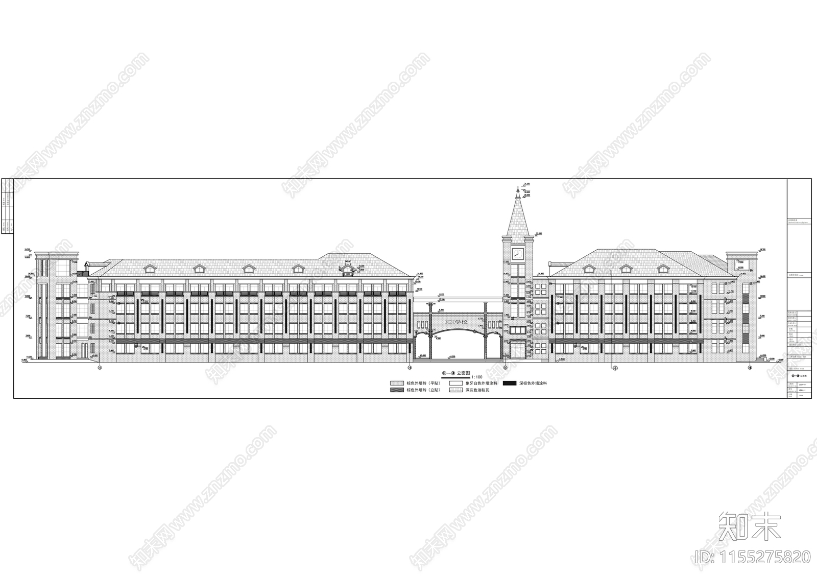 学校欧式教学楼建筑施工图下载【ID:1155275820】