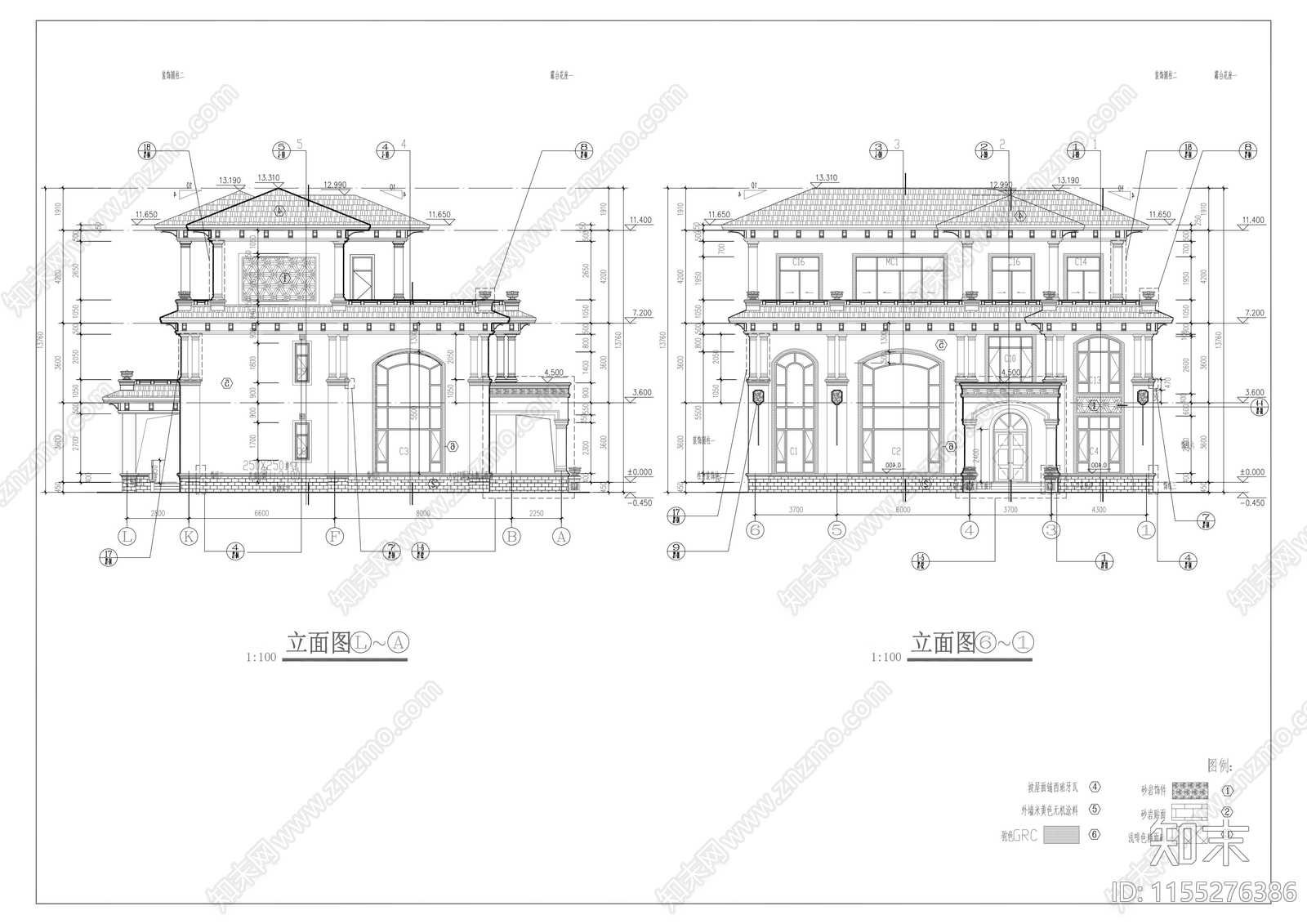 独栋别墅建筑结构设计cad施工图下载【ID:1155276386】