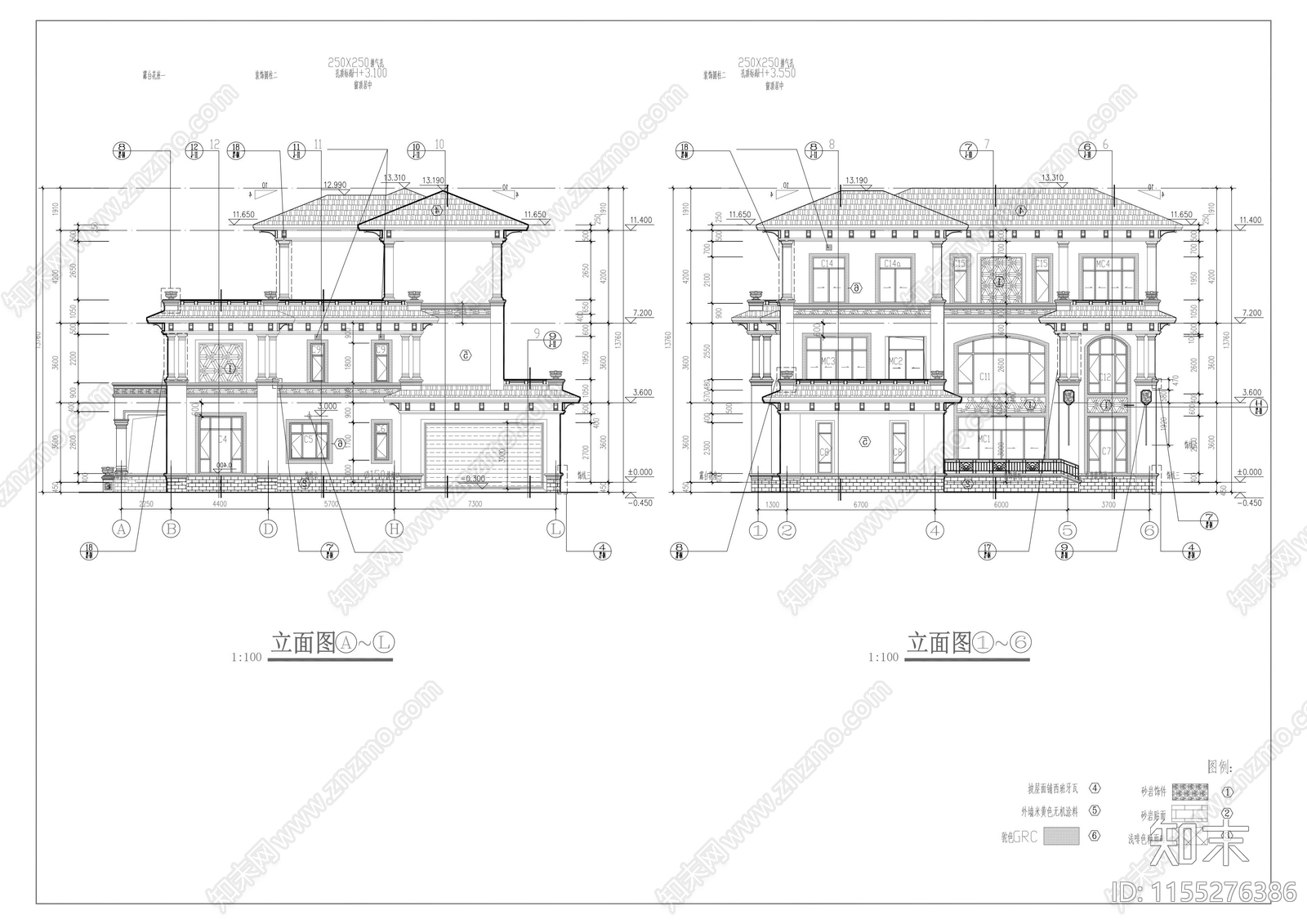 独栋别墅建筑结构设计cad施工图下载【ID:1155276386】