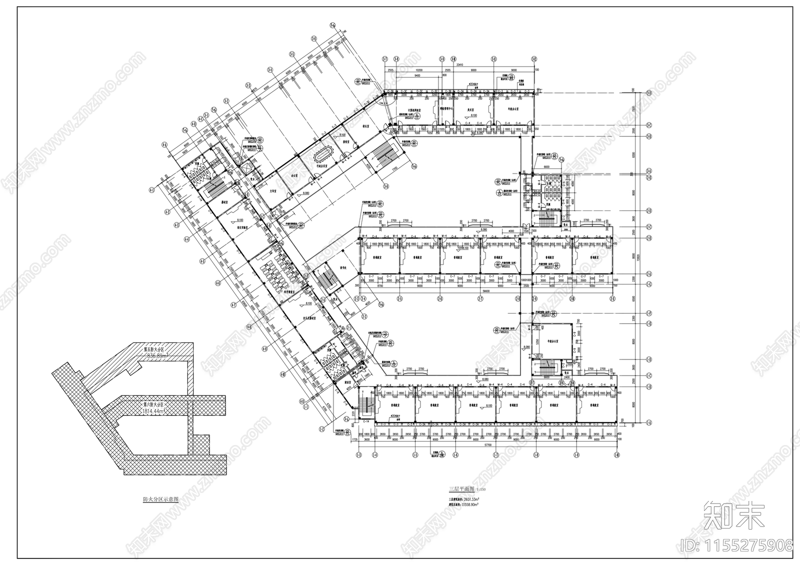 沿海城市四层小学教学楼建cad施工图下载【ID:1155275908】