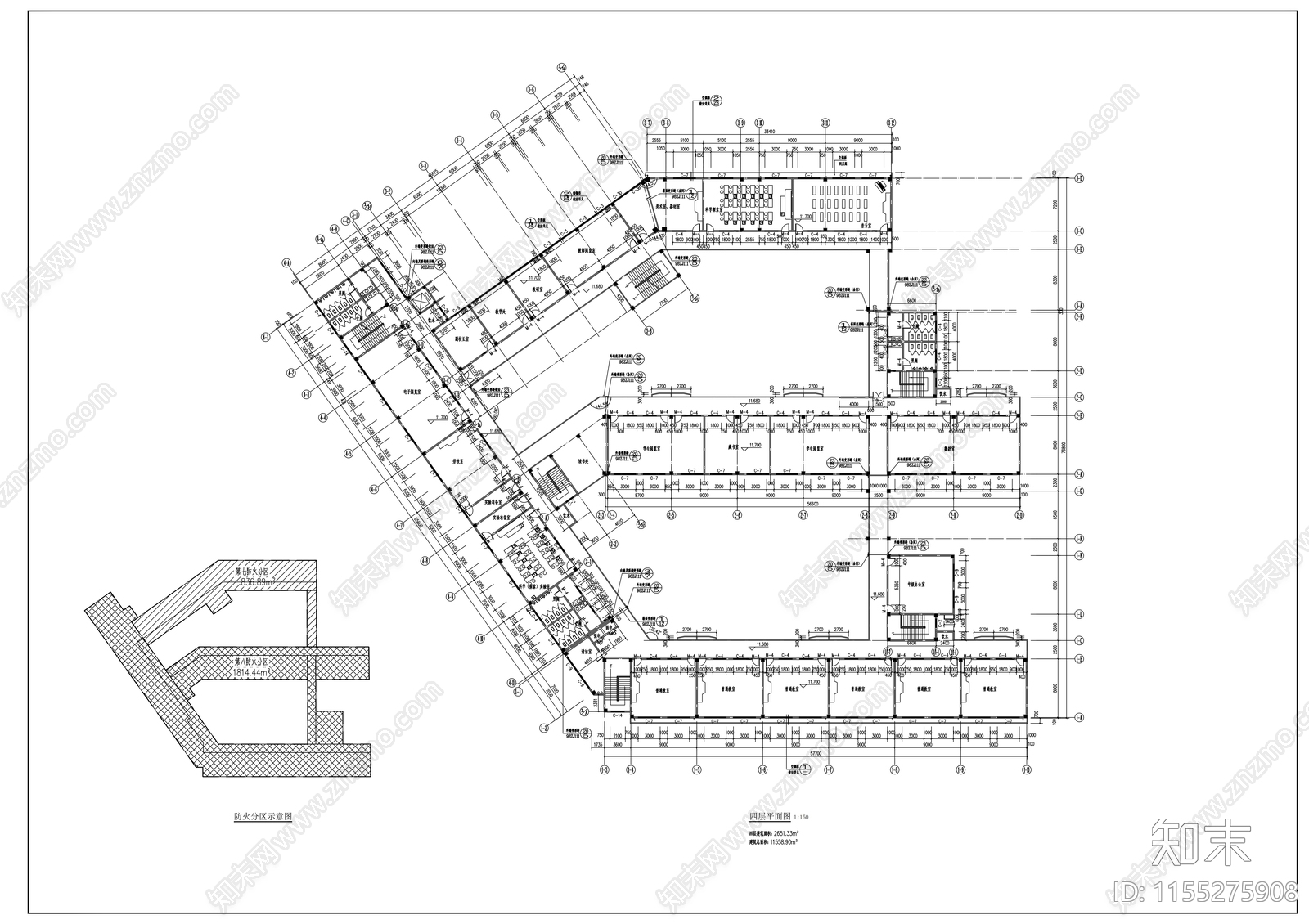 沿海城市四层小学教学楼建施工图下载【ID:1155275908】