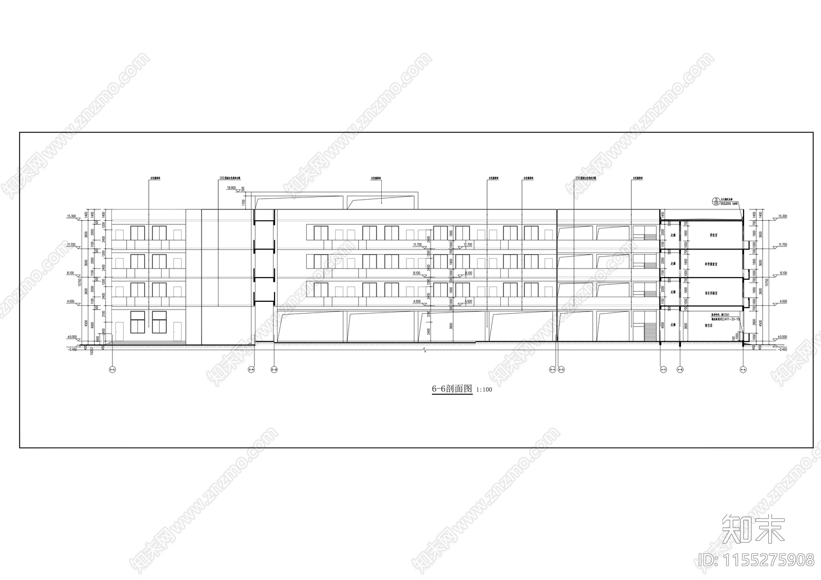 沿海城市四层小学教学楼建cad施工图下载【ID:1155275908】