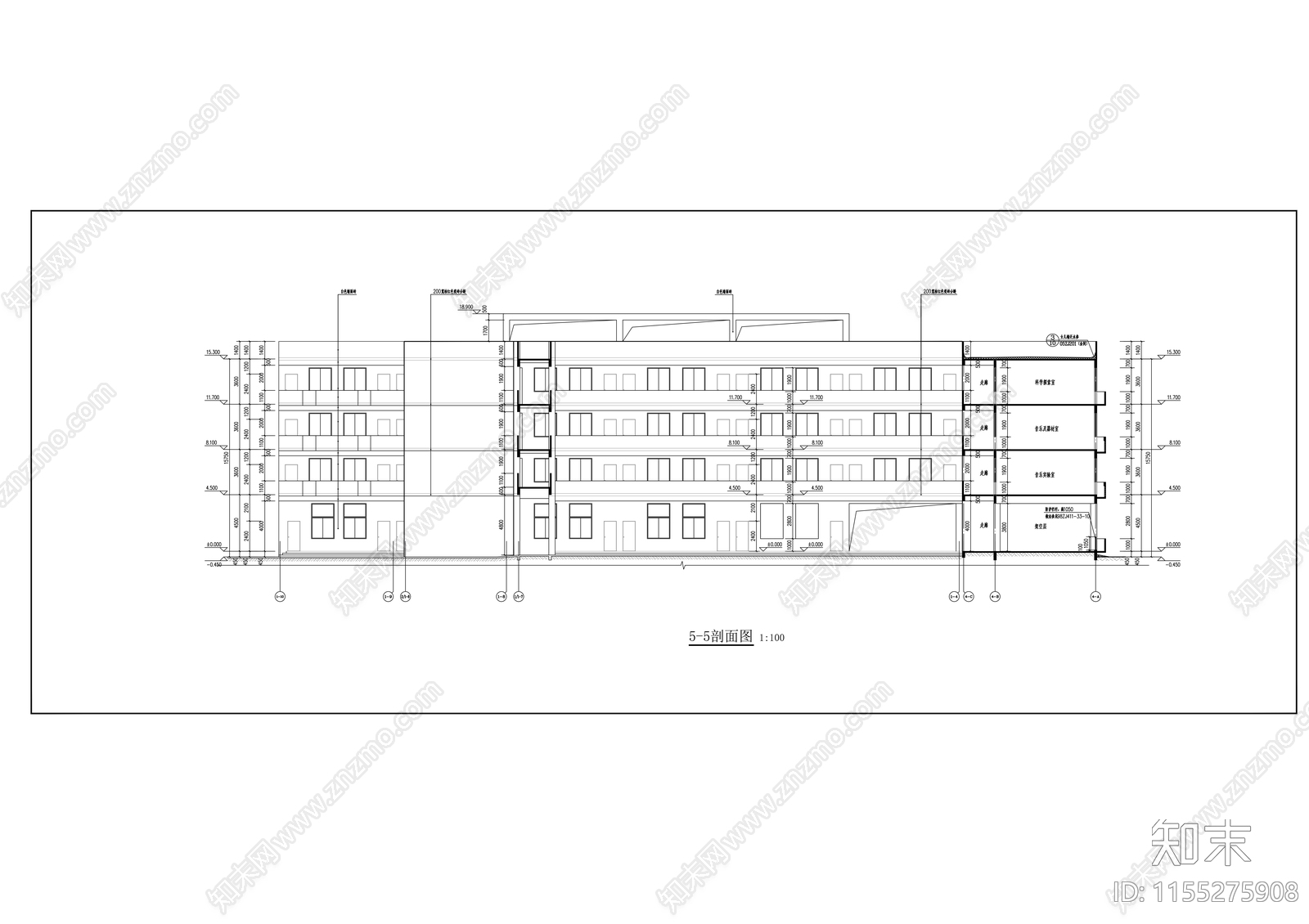 沿海城市四层小学教学楼建cad施工图下载【ID:1155275908】
