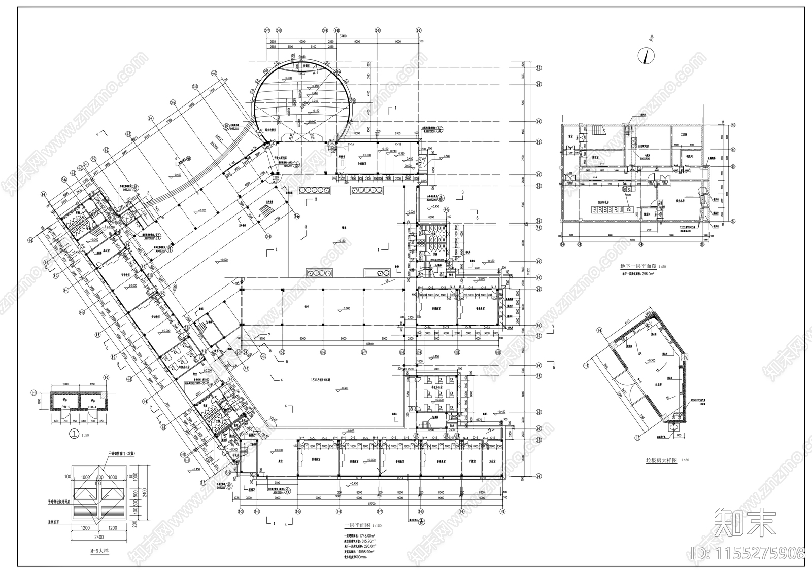 沿海城市四层小学教学楼建cad施工图下载【ID:1155275908】