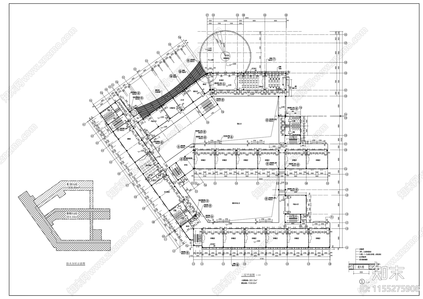 沿海城市四层小学教学楼建cad施工图下载【ID:1155275908】
