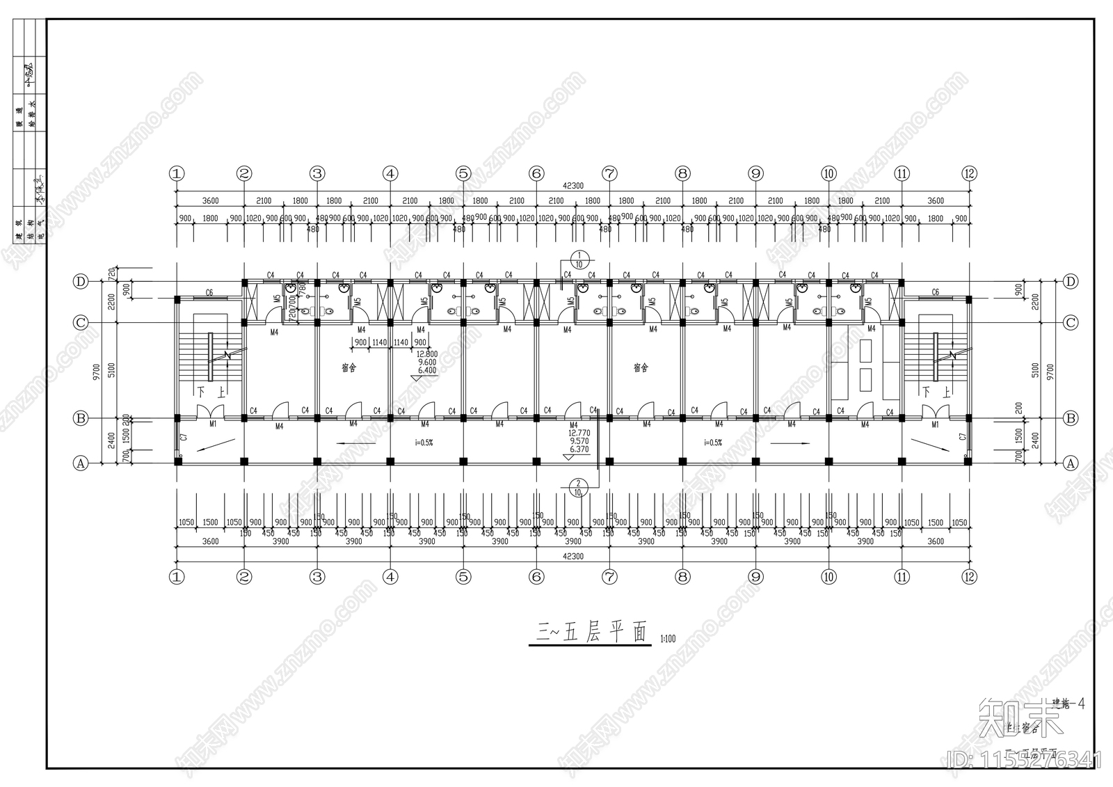 中学建筑图纸cad施工图下载【ID:1155276341】