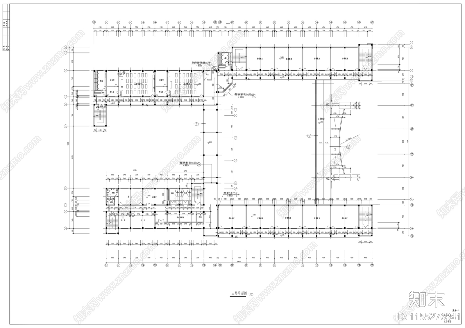 中学建筑图纸cad施工图下载【ID:1155276341】