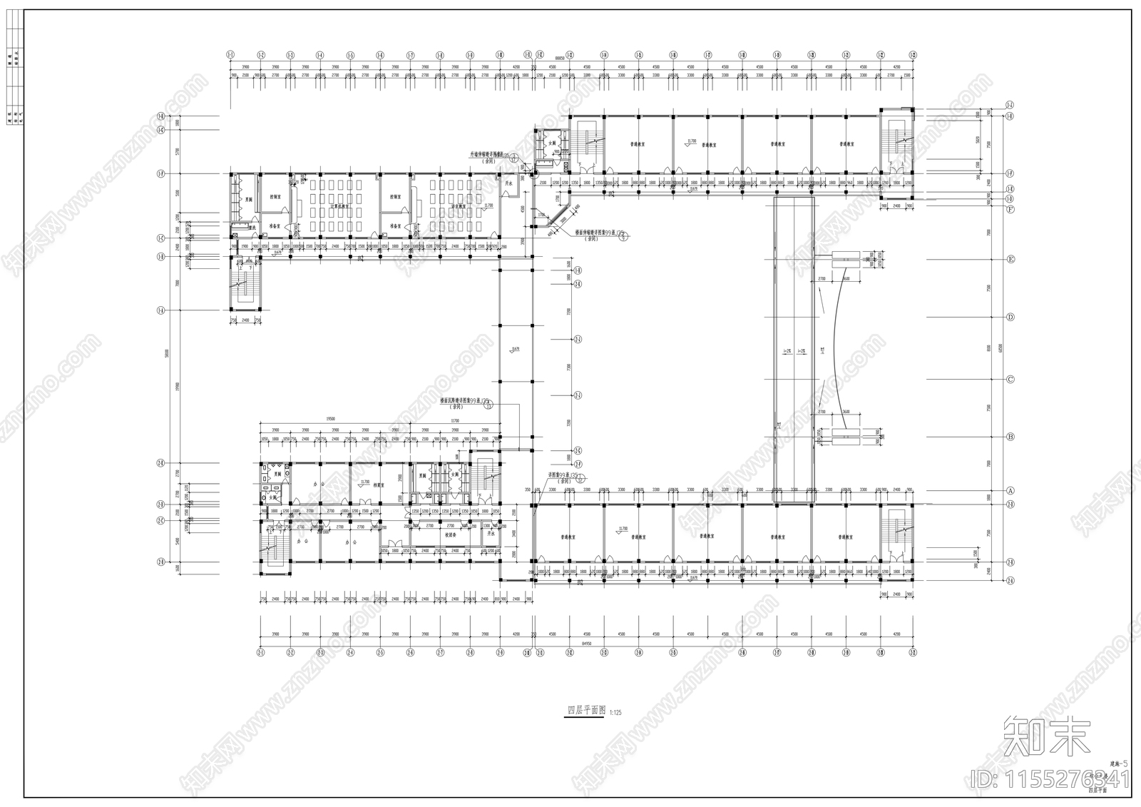 中学建筑图纸cad施工图下载【ID:1155276341】