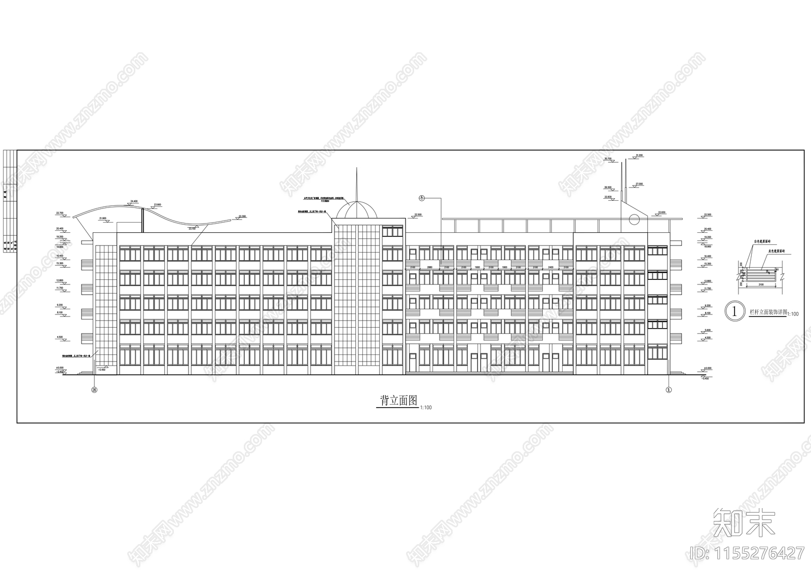 中学五层教学实验楼建cad施工图下载【ID:1155276427】