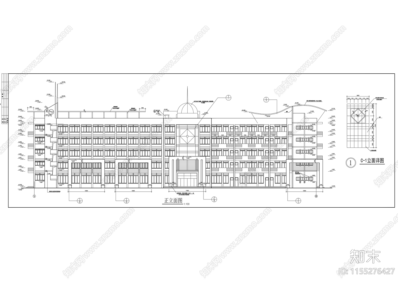 中学五层教学实验楼建cad施工图下载【ID:1155276427】