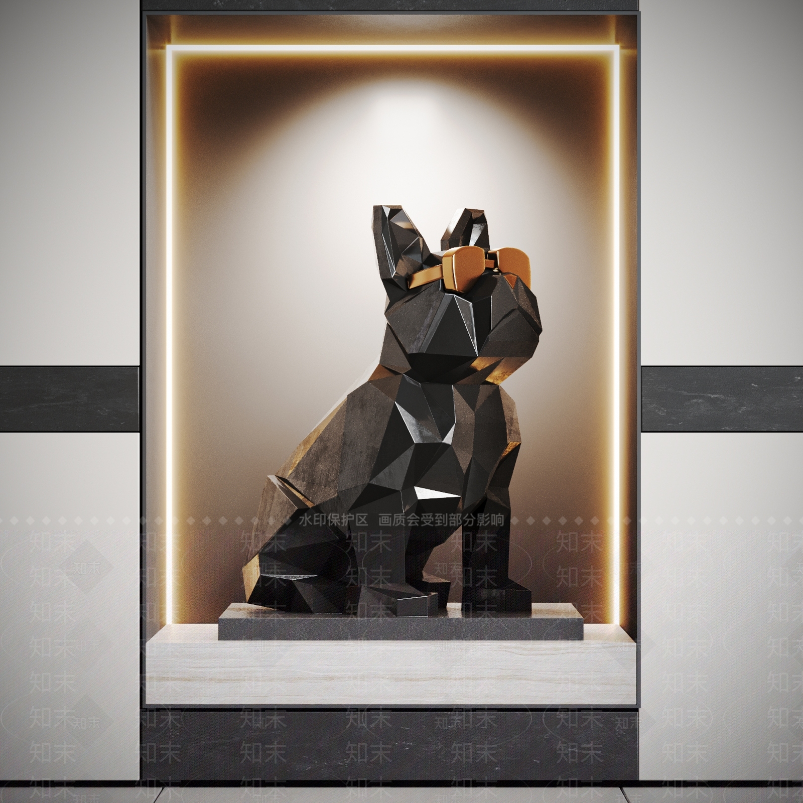 现代斗牛犬雕塑摆件SU模型下载【ID:1155276482】