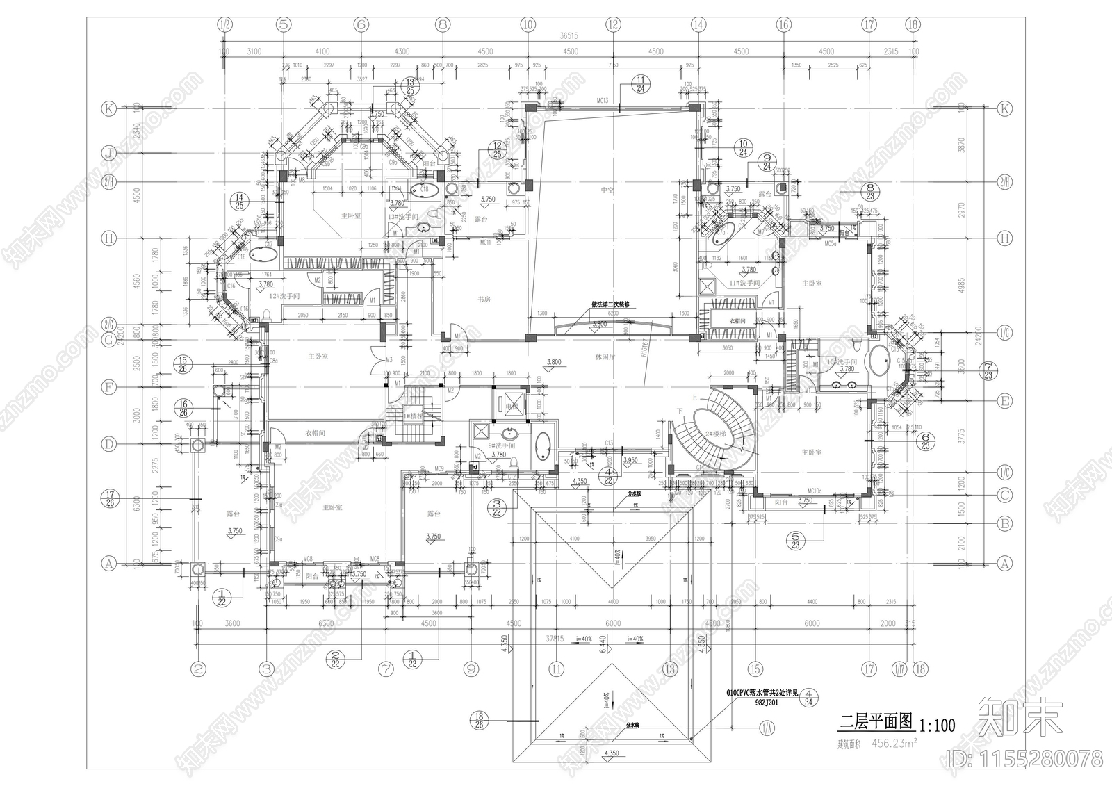 3层独栋别墅欧式建筑设计cad施工图下载【ID:1155280078】