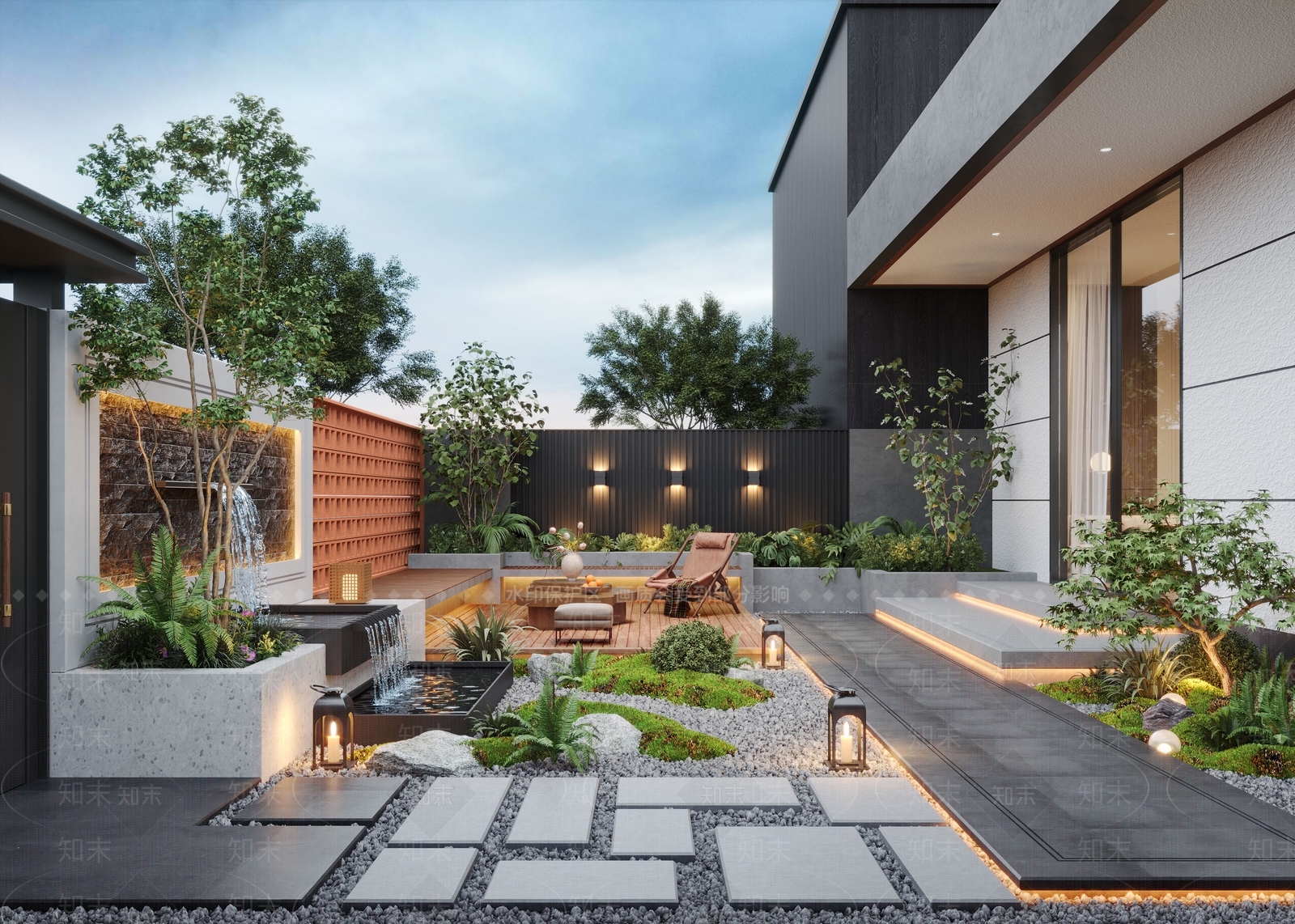 现代庭院景观SU模型下载【ID:1155280207】