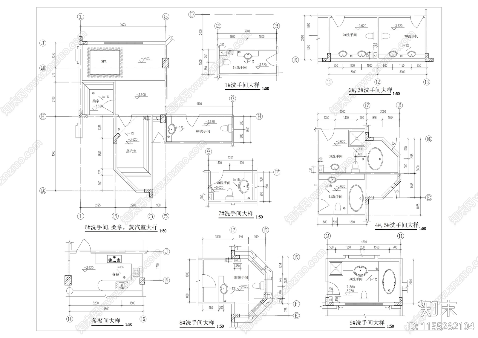18个卫生间布局施工图下载【ID:1155282104】
