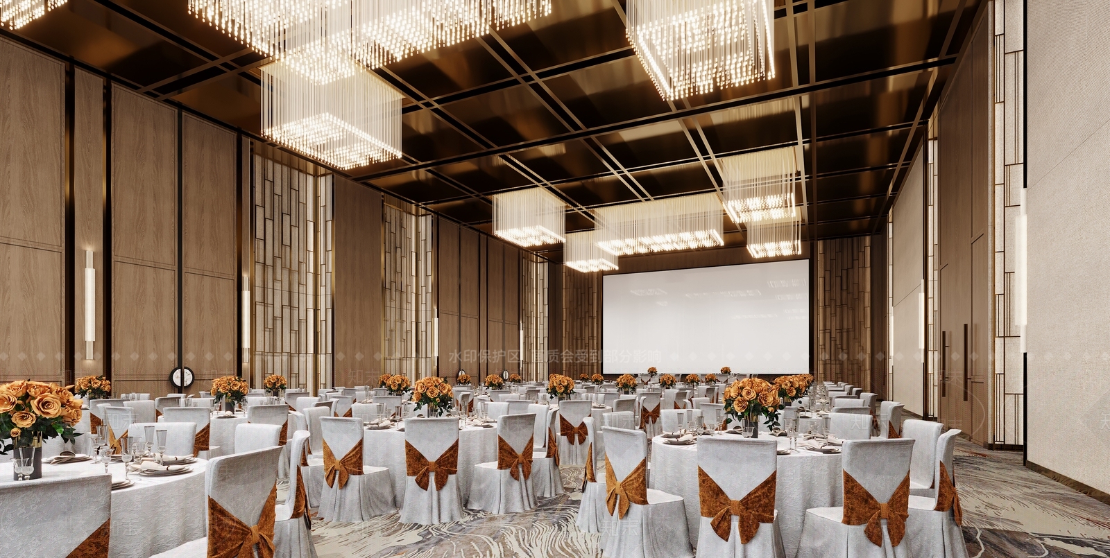 现代酒店宴会厅SU模型下载【ID:1155283280】