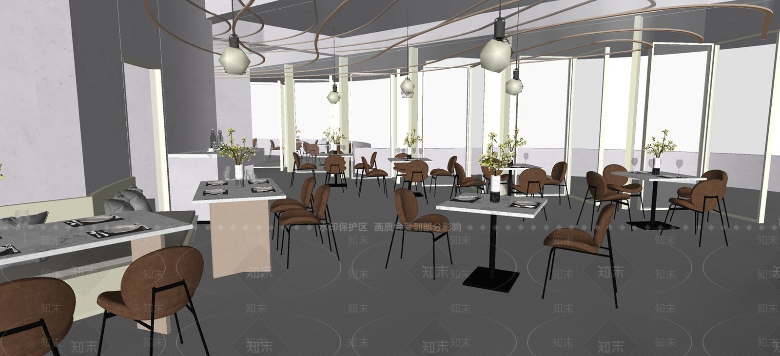 现代简约西餐厅SU模型下载【ID:1155285015】