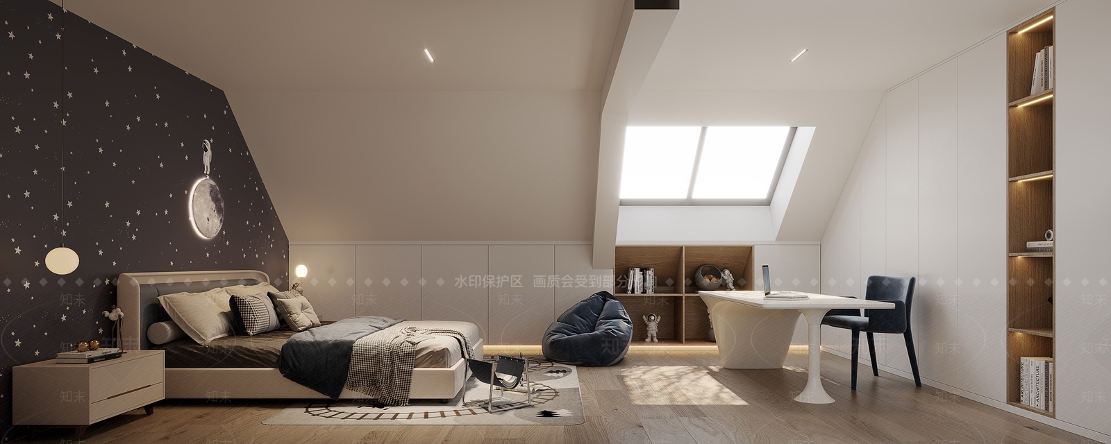 现代男孩房3D模型下载【ID:1155286446】