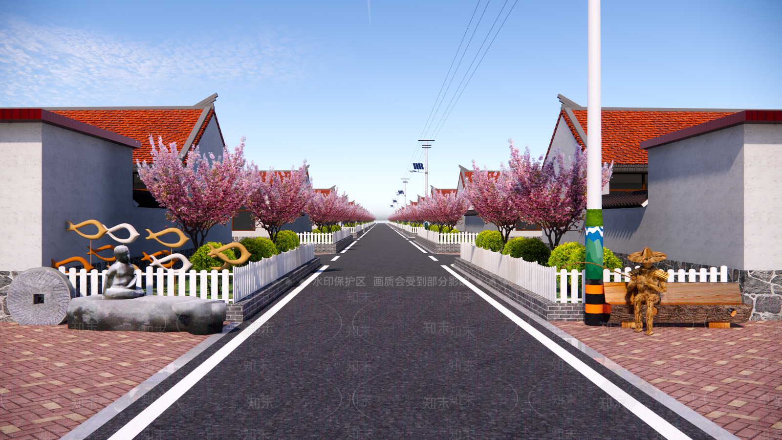 现代和美乡村次干路SU模型下载【ID:1155289245】