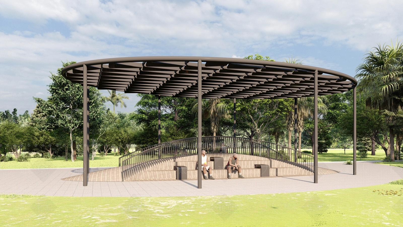 现代风格廊架SU模型下载【ID:1155380416】