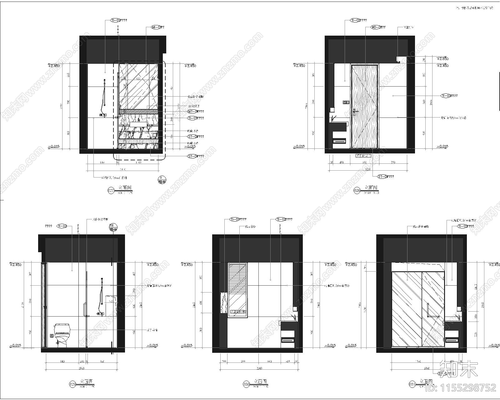 某现代中式黄金海岸洋房样板间cad施工图下载【ID:1155298752】